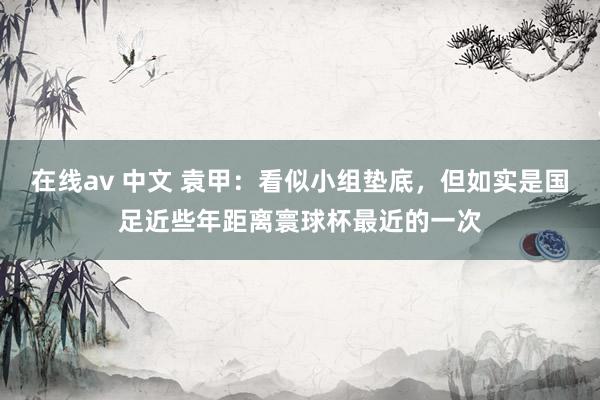 在线av 中文 袁甲：看似小组垫底，但如实是国足近些年距离寰球杯最近的一次