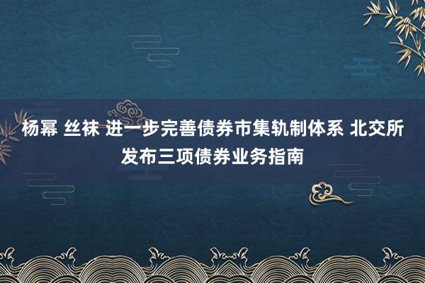杨幂 丝袜 进一步完善债券市集轨制体系 北交所发布三项债券业务指南