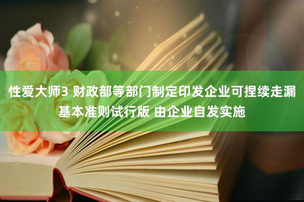 性爱大师3 财政部等部门制定印发企业可捏续走漏基本准则试行版 由企业自发实施