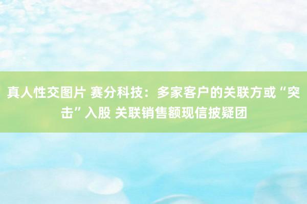 真人性交图片 赛分科技：多家客户的关联方或“突击”入股 关联销售额现信披疑团