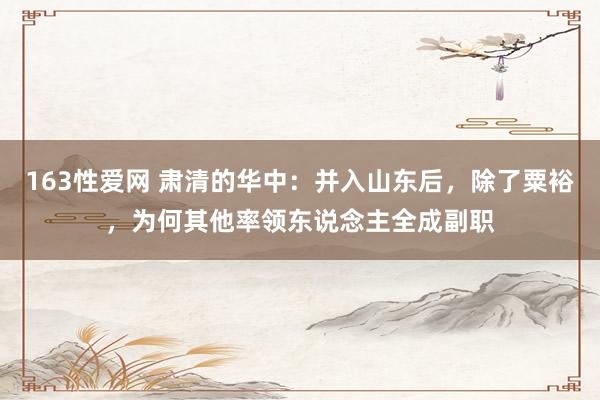 163性爱网 肃清的华中：并入山东后，除了粟裕，为何其他率领东说念主全成副职