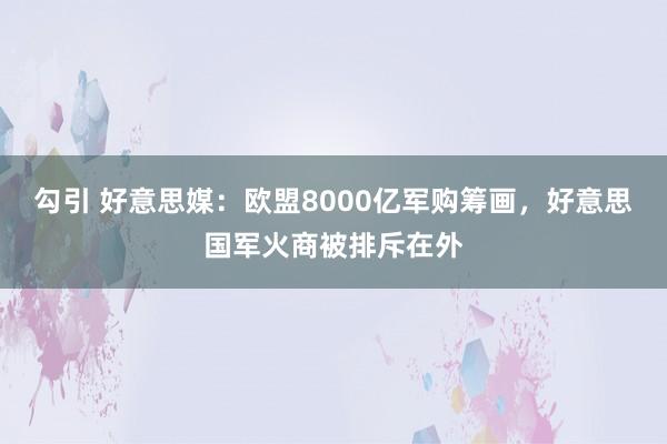 勾引 好意思媒：欧盟8000亿军购筹画，好意思国军火商被排斥在外