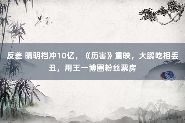 反差 晴明档冲10亿，《历害》重映，大鹏吃相丢丑，用王一博圈粉丝票房