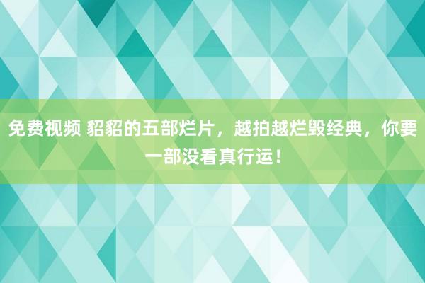 免费视频 貂貂的五部烂片，越拍越烂毁经典，你要一部没看真行运！