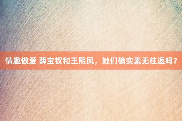 情趣做爱 薛宝钗和王熙凤，她们确实素无往返吗？