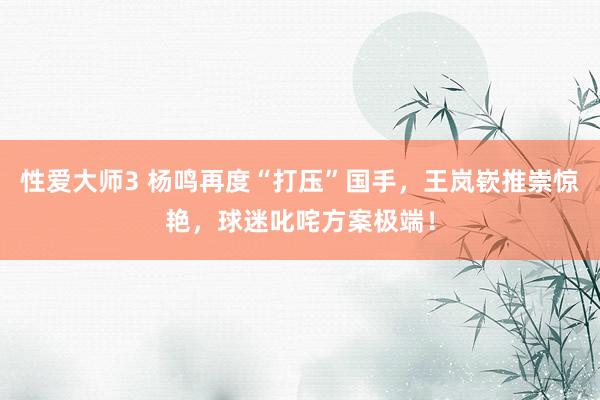 性爱大师3 杨鸣再度“打压”国手，王岚嵚推崇惊艳，球迷叱咤方案极端！