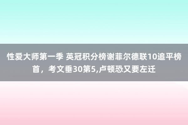 性爱大师第一季 英冠积分榜谢菲尔德联10追平榜首，考文垂30第5，卢顿恐又要左迁