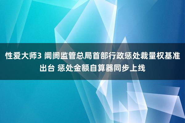性爱大师3 阛阓监管总局首部行政惩处裁量权基准出台 惩处金额自算器同步上线