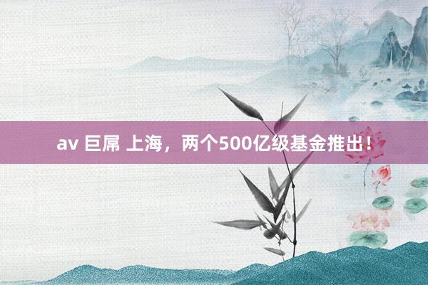 av 巨屌 上海，两个500亿级基金推出！