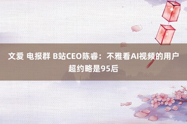 文爱 电报群 B站CEO陈睿：不雅看AI视频的用户超约略是95后