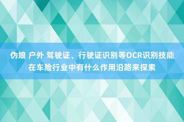 伪娘 户外 驾驶证、行驶证识别等OCR识别技能在车险行业中有什么作用沿路来探索