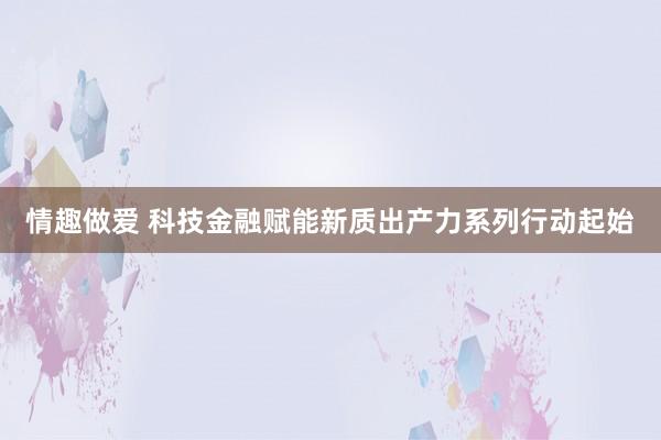 情趣做爱 科技金融赋能新质出产力系列行动起始