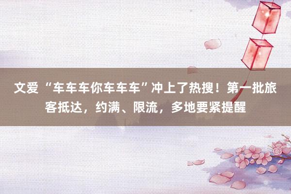 文爱 “车车车你车车车”冲上了热搜！第一批旅客抵达，约满、限流，多地要紧提醒