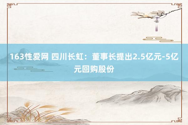 163性爱网 四川长虹：董事长提出2.5亿元-5亿元回购股份
