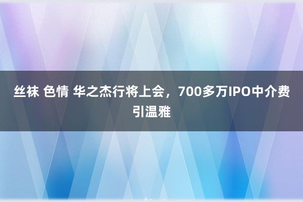 丝袜 色情 华之杰行将上会，700多万IPO中介费引温雅