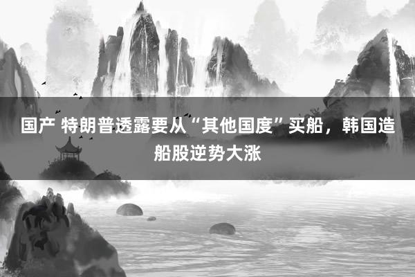 国产 特朗普透露要从“其他国度”买船，韩国造船股逆势大涨