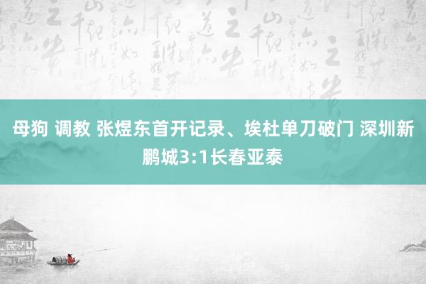 母狗 调教 张煜东首开记录、埃杜单刀破门 深圳新鹏城3:1长春亚泰