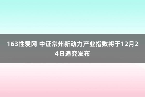 163性爱网 中证常州新动力产业指数将于12月24日追究发布