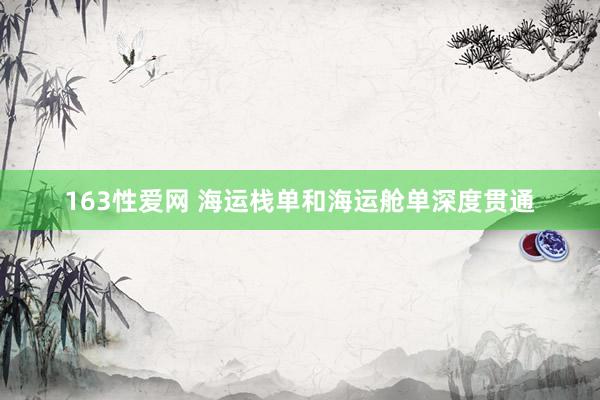 163性爱网 海运栈单和海运舱单深度贯通